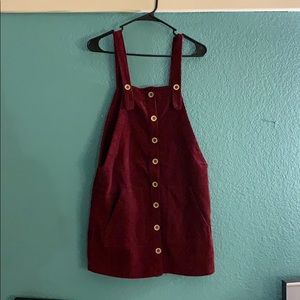 Burgundy Corduroy Overall Dress!